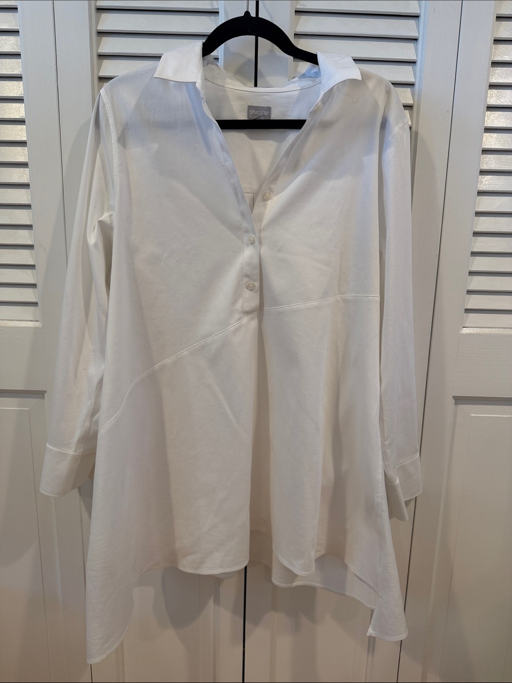 Chico's Long-Sleeve Button Tunic - Size 3 US 16 White